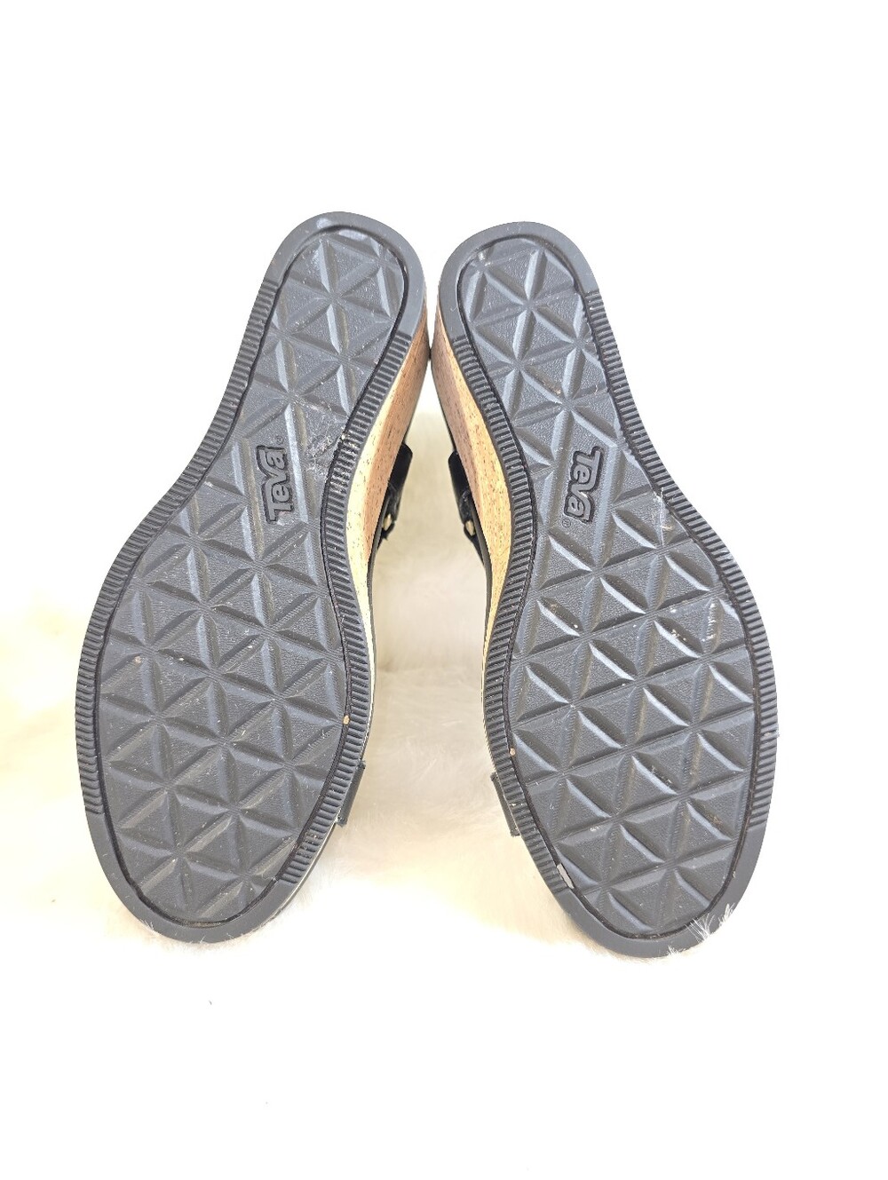 Teva Arabelle Universal Womens Leather Black Cork Wedge Sandals - Picture 11 of 15